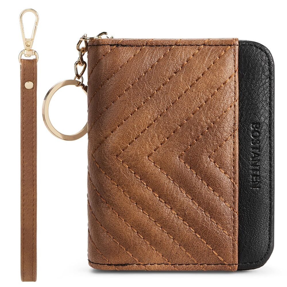 2878 Credit Card Holder Wallet RFID Blocking Leather Small Wallet Zipper